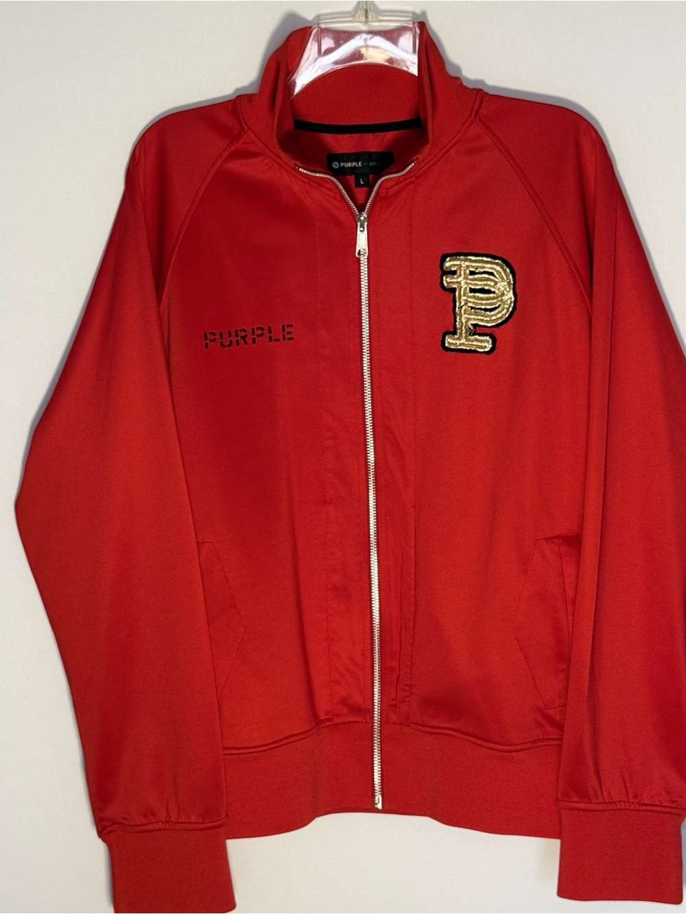 Purple Logo Red Zip-Up Track Jacket